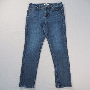 J Jill Denim Jeans Womens 10 Blue Dark Slim Authentic Fit Stretch Preppy Mid Mom